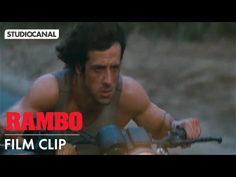 RAMBO: FIRST BLOOD - Rambo Bike Chase with Colonel Trautman | Sylvester Stallone Clip