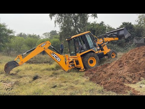 JCB 3dx Backhoe Loader Machine Loading Mud In Mahindra 475 Di Tractor and Stuck in Mud | Jcb Video