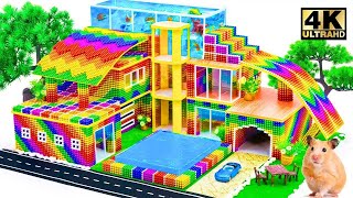 How To Build Mega Survival House Has Triple Pool And Rooftop Diving Board With Double Rainbow Slide