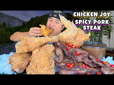 Jollibee Chicken Joy & Spicy Pork Steak Mukbang Pinoy Mukbang