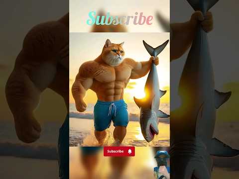 Daddy fight shark Save Kitten ❤️❤️ #cat #meow #kitten #youtube #youtubeshorts #foryou #viralshort