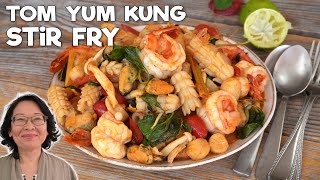 Tom Yum Kung Stir Fry| Thai Style Shrimp & Seafood | Quick and Easy Version with Ready-Made Paste