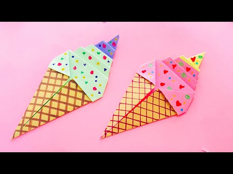 Origami Ice cream | 3 Flavor Ice Cream Cone | Easy School Project Ideas | Origami Craft