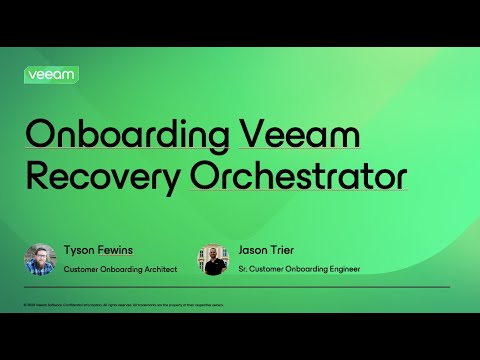 Onboarding for Veeam Recovery Orchestrator