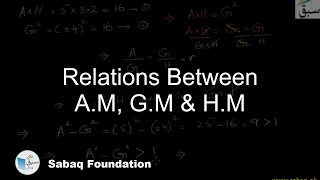 Relations Between A.M, G.M & H.M