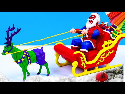 DIY merry christmas Santa Claus and reindeer mod Superhero Spider-man,   Hulk with clay || Sky Clay