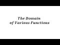 Understanding Domains of Functions