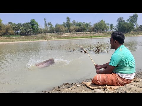 Village Boy Catching Fish By Hook in river beautiful village river #fishing #fish