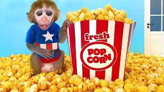 Monkey Baby Chu Chu drive tractor to harvest Rainbow Watermelon & go swimming with Duckling