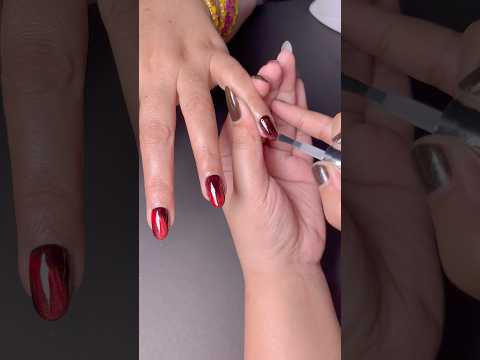 Magnetic 🧲 Cat Eye Gel X Nails at Home 🏡 #shorts #nails #nailextension #gelxnails #gelnails