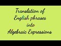 Algebraic Expressions and Translations