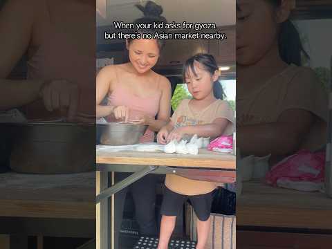 Japanese Mother Daughter Living on the Road Making Gyoza in RV Kitchen