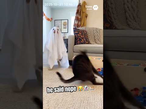 Cat Meets Tiny Ghost 👻🐈