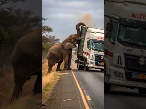An elephant overturns a truck #elephant #shorts