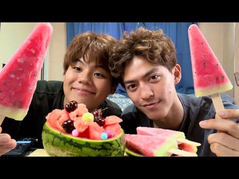 【ASMR】暑くなってきたのでフルーツポンチとスイカバーで回復🧊💝（咀嚼音/囁き）