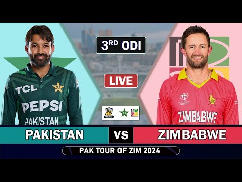 PAKISTAN vs ZIMBABWE 3rd ODI MATCH LIVE SCORES | PAK vs ZIM LIVE ODI MATCH COMMENTARY | ZIM 7 OV