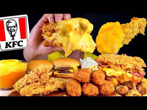 ASMR KFC 크리스피치킨버거 더블치즈버거 블랙라벨치킨 불닭치즈소스 찍어 먹방~!! KFC Chicken Burger With Crispy Chicken MuKBang~!!🍔
