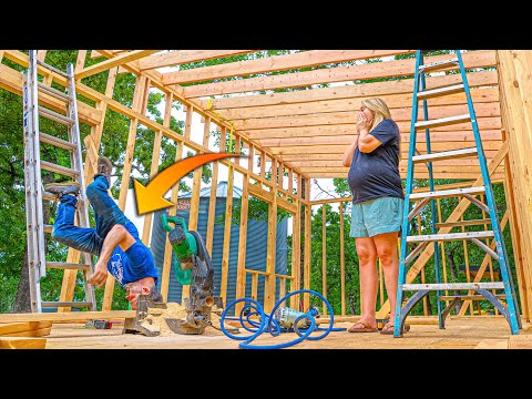 I FELL OFF the roof while framing our DIY Tiny House build