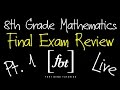 Eighth Grade Math Concepts Review: Equations, Volume, and Geometry