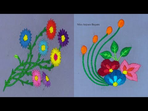 Very Easy Flower Embroidery Design for All Over Dress