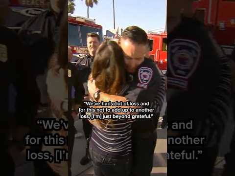 Woman watched firefighter battle flames as it was a few feet from her home!