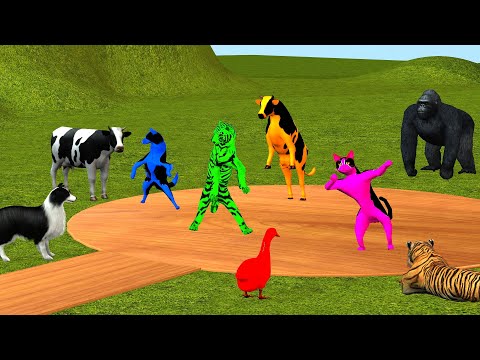 Paint Animals Dance Gorilla Cow Cat Dog Tiger Lion Elephant and  Mammoth Dance Animal Game