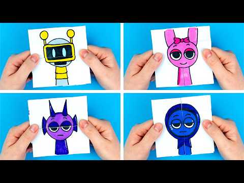 DRAWING FUN BOT & PINKI & DURPLE & JEVIN INCREDIBOX SPRUNKI FOR FANS PAPER CRAFTS