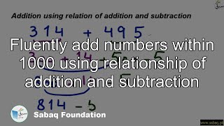 Fluently add numbers within 1000 using relationship of addition and subtraction