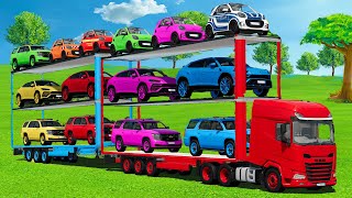 TRANSPORTING POLICE CARS, SMART, LAMBORGHINI, CHEVROLET & DACIA CARS WITH TRUCKS - FS25