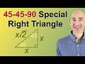 Finding Missing Sides in 45-45-90 Triangles