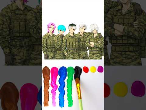 Military Dance Trend 🪖 Saja Boys K-Pop Demon Hunters Color Smash 😱 Guess the Real Hair! #shorts