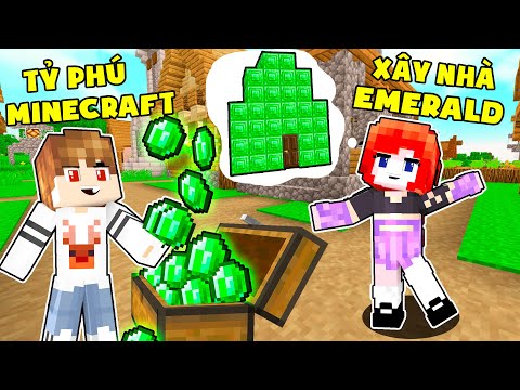 HIRO THỬ THÁCH 24H TRỞ THÀNH TỶ PHÚ EMERALD TRONG MINECRAFT*RYMEE XÂY NHÀ BẰNG NGỌC LỤC BẢO SIÊU VIP