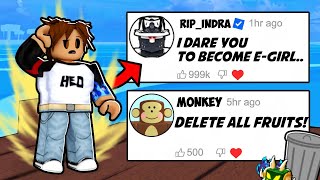 Doing Your CRAZIEST Blox Fruits DARES...