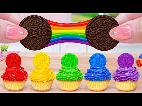 Mini OREO Cupcake Recipe🌈How To Make Yummy Miniature Rainbow Oreo Chocolate Cake 🍪