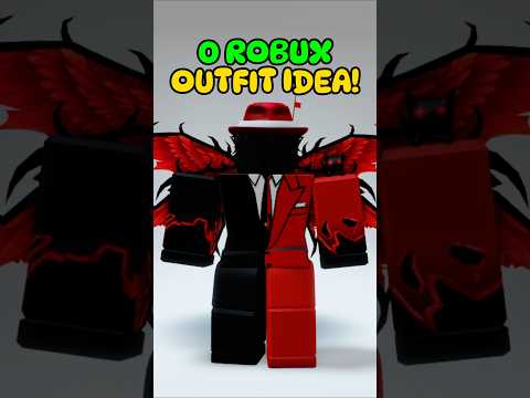 0 Robux Outfit Idea! Red & Black Corrupted Free Items Avatar! #roblox #shorts