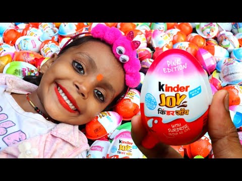 NEW! 200 Colored Glitter Kinder Surprise Eggs Toys Opening A Lot Of Kinder Joy Chocolste ASMR#174