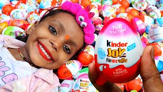 NEW! 200 Colored Glitter Kinder Surprise Eggs Toys Opening A Lot Of Kinder Joy Chocolste ASMR#174
