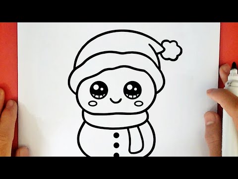 COMO DIBUJAR UN MUÑECO DE NIEVE DE NAVIDAD KAWAII