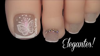 HERMOSAS UÑAS DECORADAS ELEGANTES PARA PIE / DISEÑO DE UÑAS DECORADAS A MANO ALZADA / NAIL ART