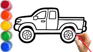 How To Draw Car with Rainbow Color for Kids
