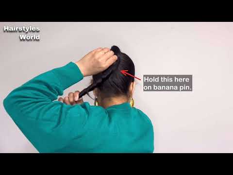 Use banana pin to make beautiful bun hairstyle #hair #hairstyle #hairstyles