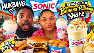 🔥 SONIC MUKBANG! TRYING THE NEW BANANA PUDDING SHAKE! 🍌🥤