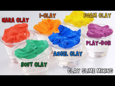 Satisfying Video How to make Rainbow Clay Play Doh Slime Mixing All My Slime Smoothie Cutting ASMR