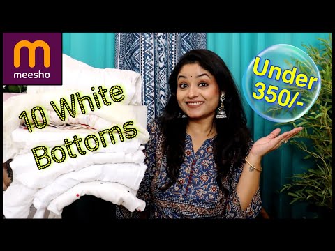 10 White Bottoms Under 350/- only Meesho haul Must Have Bottoms salwar, dhoti, pants / Vaishali