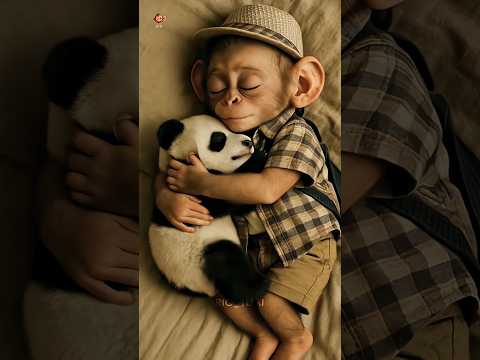 small baby monkey rios🐒 and the baby panda🐼 heartouching story❤️