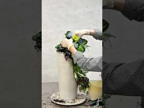S字スリット鉢であじさいの寄せ植えギャザリング #ガーデニング #寄せ植え #ギャザリング #グリーンオフィスベルデ #大阪 #奈良 #芦屋
