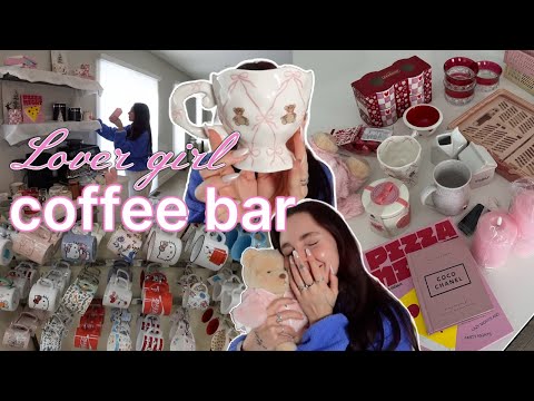 ⋆˙⟡♡ valentines lover girl COFFEE BAR DECORATE WITH ME 💗ྀིྀི🧸