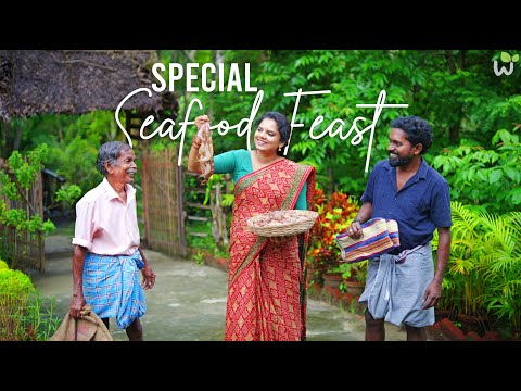 CHAKARA (ചാകര) Special Seafood Feast | Village Style Prawns Roast & Fish Curry 🐟🍤 Seafood Lunch.