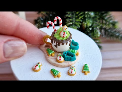 Tiny cup and gingerbread☃️🎄Polymer clay