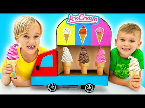 Los niños aprenden buenos modales con el camión de helados en miniatura